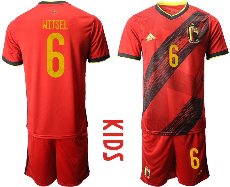Youth 2021 European Cup Belgium home red #6 Soccer Jersey
